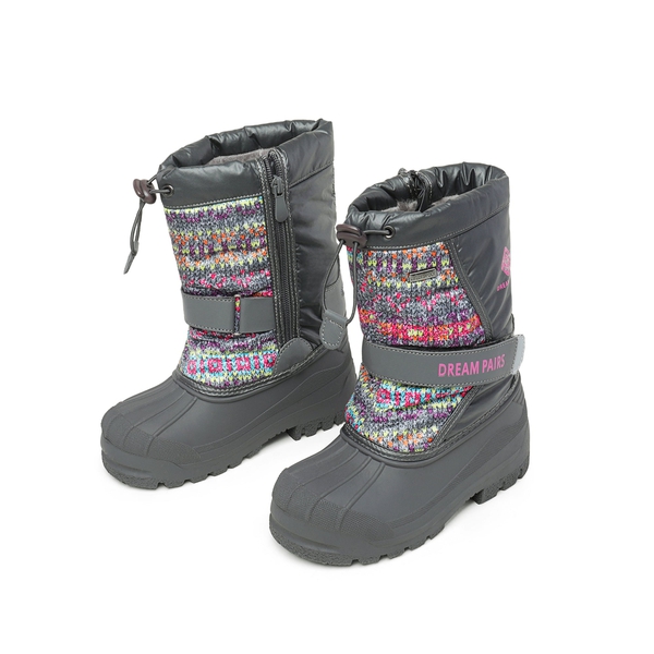 Mid Calf Girls & Boys Waterproof Snow Boots - GREY MULTI - 5